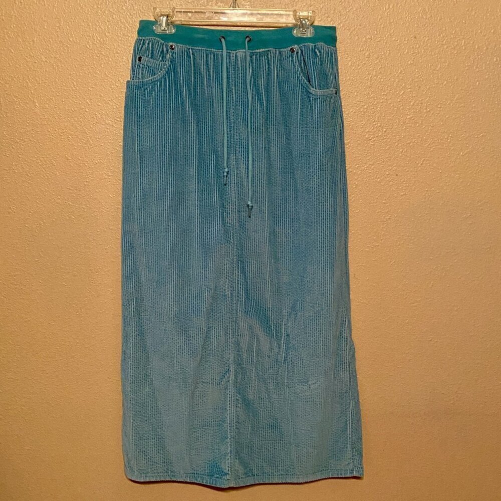 CHADWICK'S 2pc Corduroy Jacket/Skirt with Hood and pockets Teal Size L/10 - Picture 8 of 13
